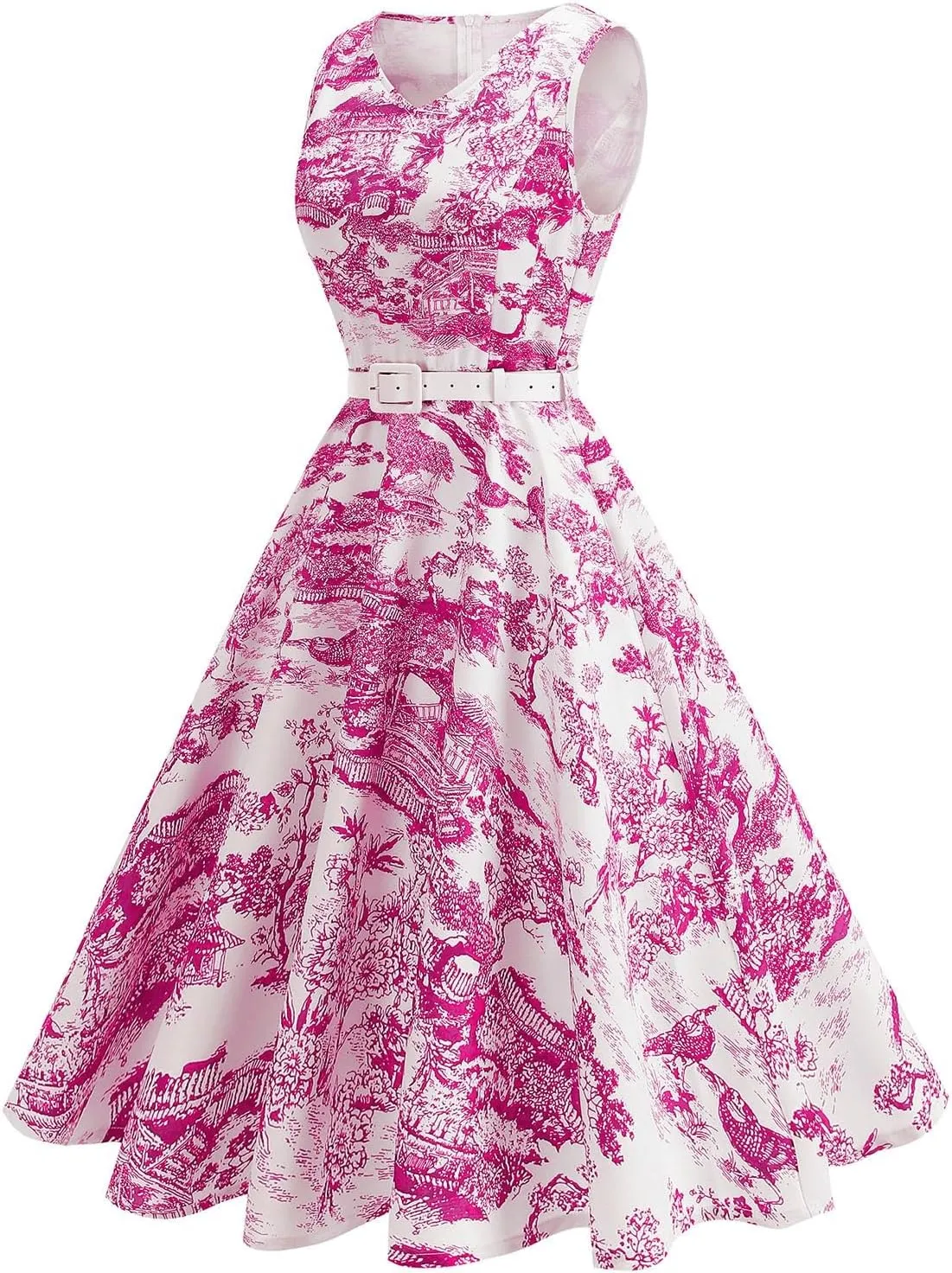 2025 Womens Summer Floral Print Dress Sleeveless Casual Flowy Sundress A Line Ruffle Wedding Guest Outfit Casual Spring Dress