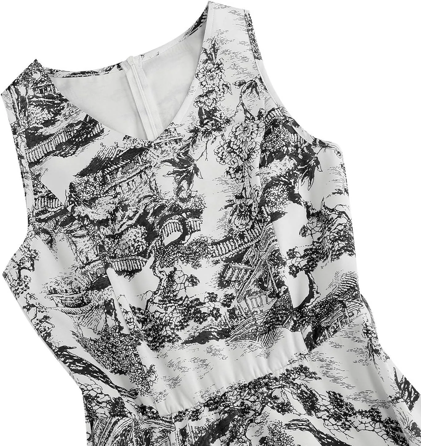2025 Womens Summer Floral Print Dress Sleeveless Casual Flowy Sundress A Line Ruffle Wedding Guest Outfit Casual Spring Dress