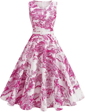 2025 Womens Summer Floral Print Dress Sleeveless Casual Flowy Sundress A Line Ruffle Wedding Guest Outfit Casual Spring Dress