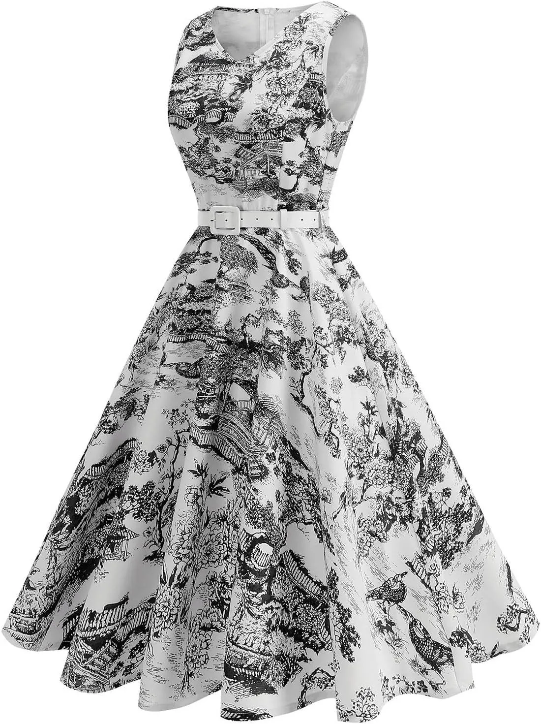 2025 Womens Summer Floral Print Dress Sleeveless Casual Flowy Sundress A Line Ruffle Wedding Guest Outfit Casual Spring Dress