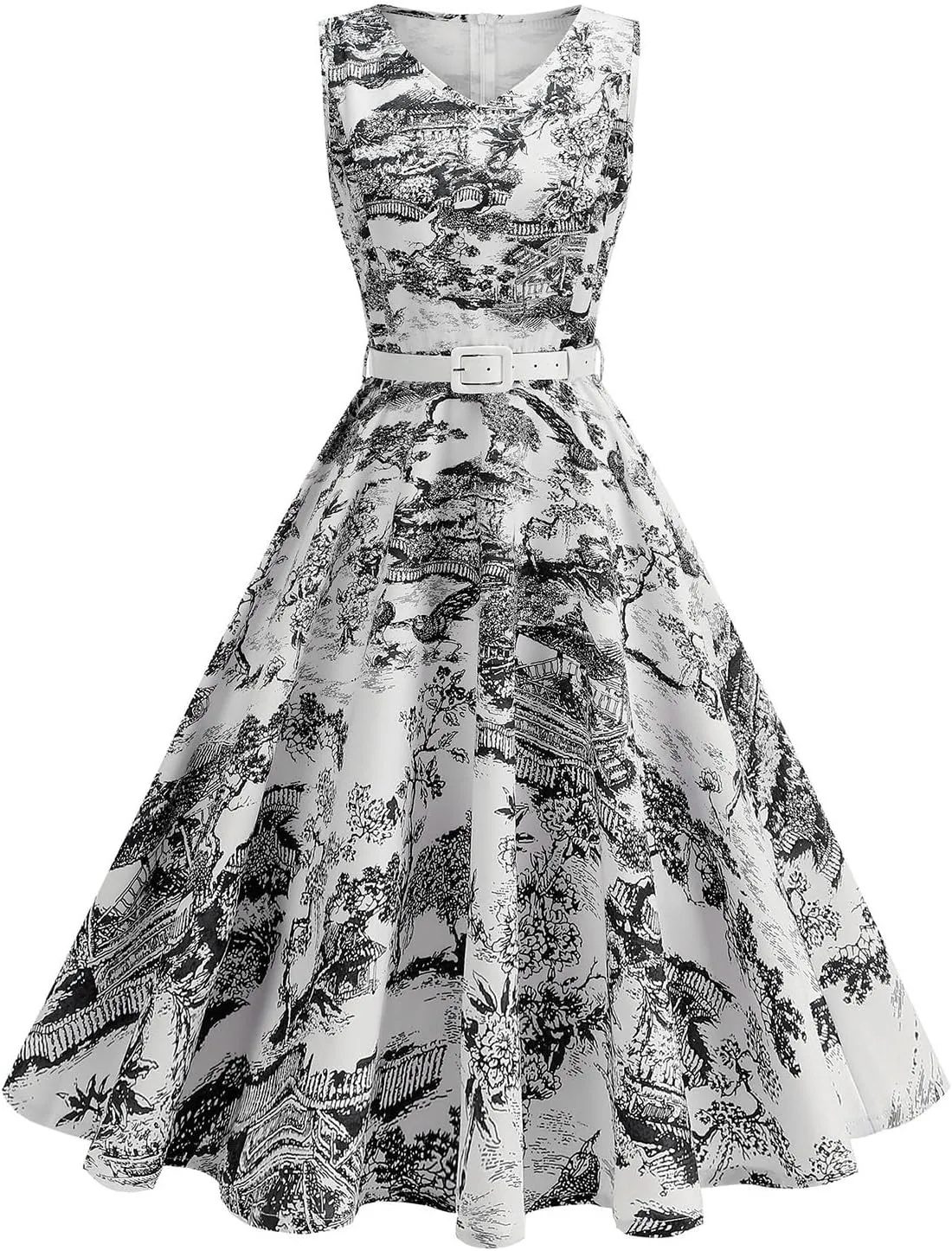 2025 Womens Summer Floral Print Dress Sleeveless Casual Flowy Sundress A Line Ruffle Wedding Guest Outfit Casual Spring Dress