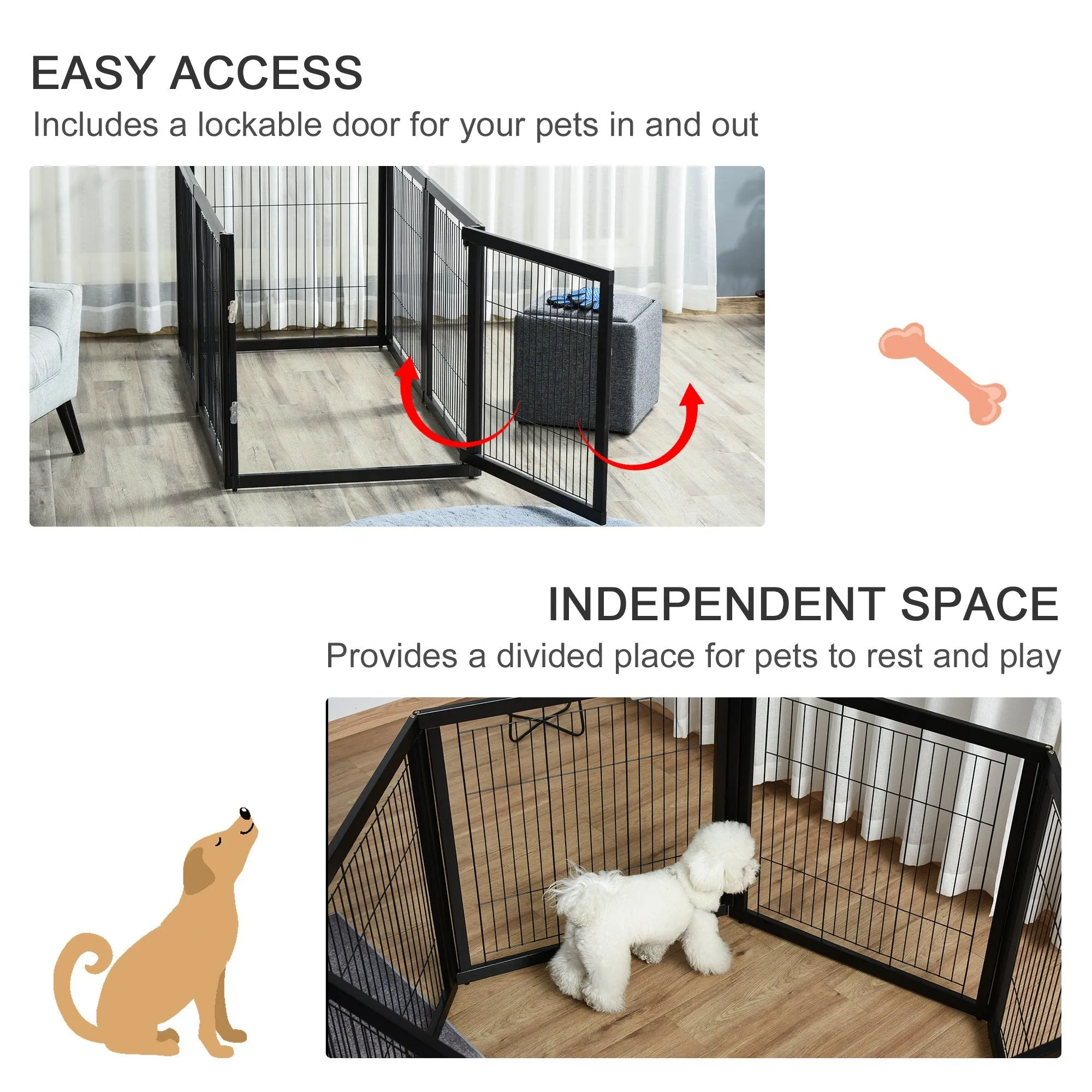 6 Panel Metal Pet Playpen - Black