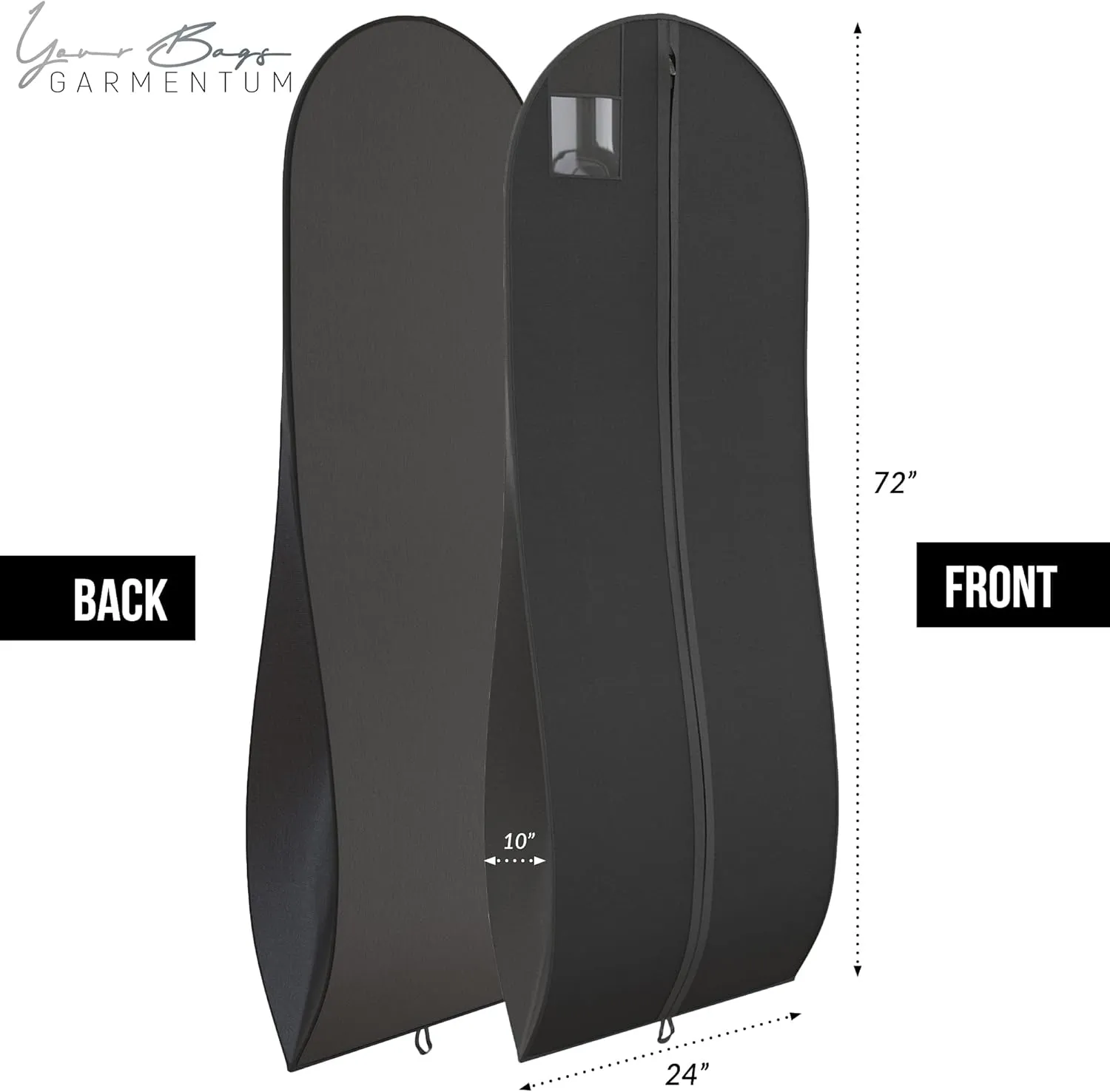 72" Tapered Long Dress Bags for Gowns - Wedding Dress Garment Bag for Dresses - Long Garment Bags for Hanging Clothes & Closet Storage, Dress Bag for Airplane