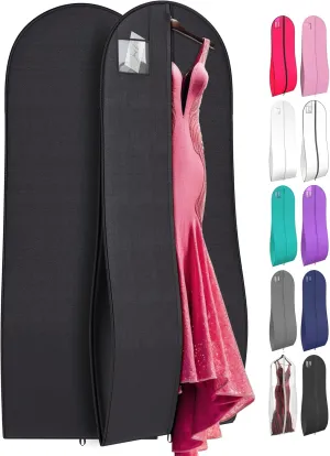 72" Tapered Long Dress Bags for Gowns - Wedding Dress Garment Bag for Dresses - Long Garment Bags for Hanging Clothes & Closet Storage, Dress Bag for Airplane