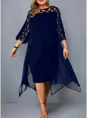 Akivide Womens 3/4 Sleeve Plus Size Dresses Round Neck Wrap Pencil Dress Formal Evening Wedding Party Midi Dress