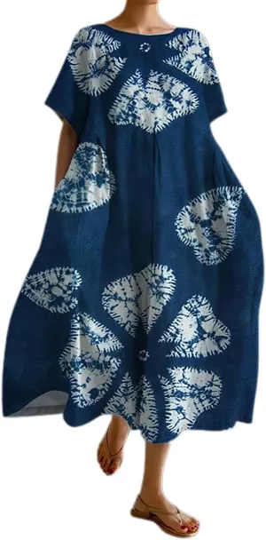 Akivide Womens Baggy Oversized Plus Size Boho Floral Cotton Maxi Dresses Summer Casual Loose Flowy Long Dress