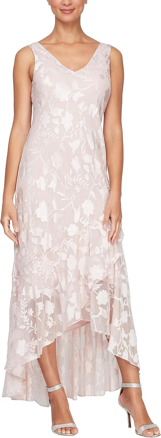 Alex Evenings Women's Sleeveless Printed Chiffon Mid-Length Dress with Jacket