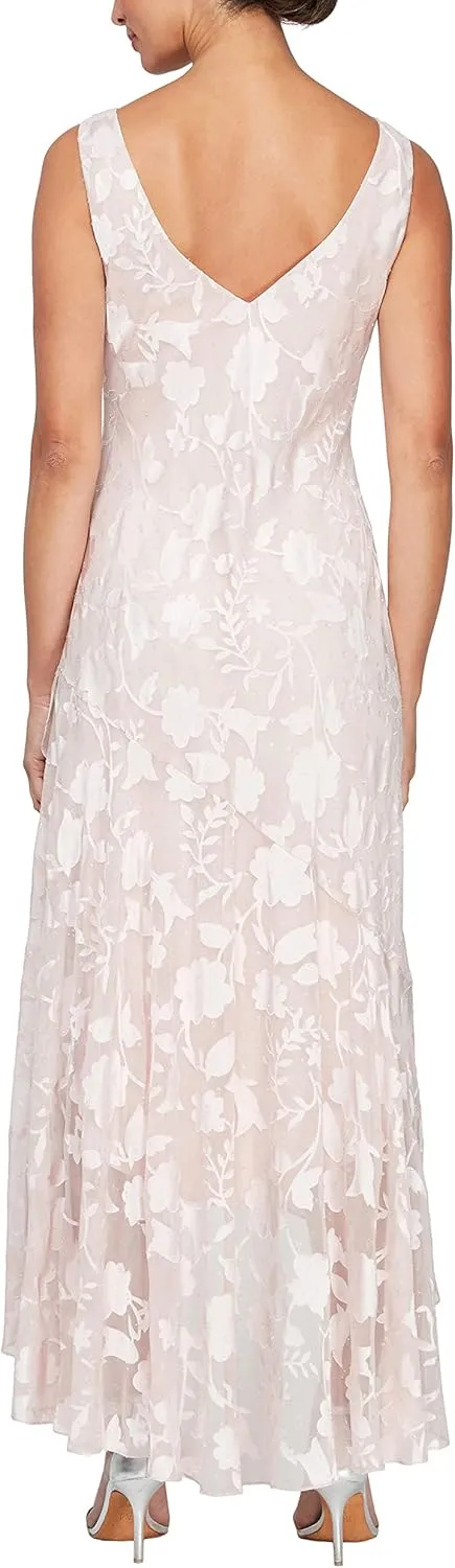 Alex Evenings Women's Sleeveless Printed Chiffon Mid-Length Dress with Jacket