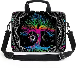 AMARY 17" Laptop Shoulder Bag Carrying Case Adjustable shoulder straps, comfortable handle, front pocket for storing mouse (Color Tree)