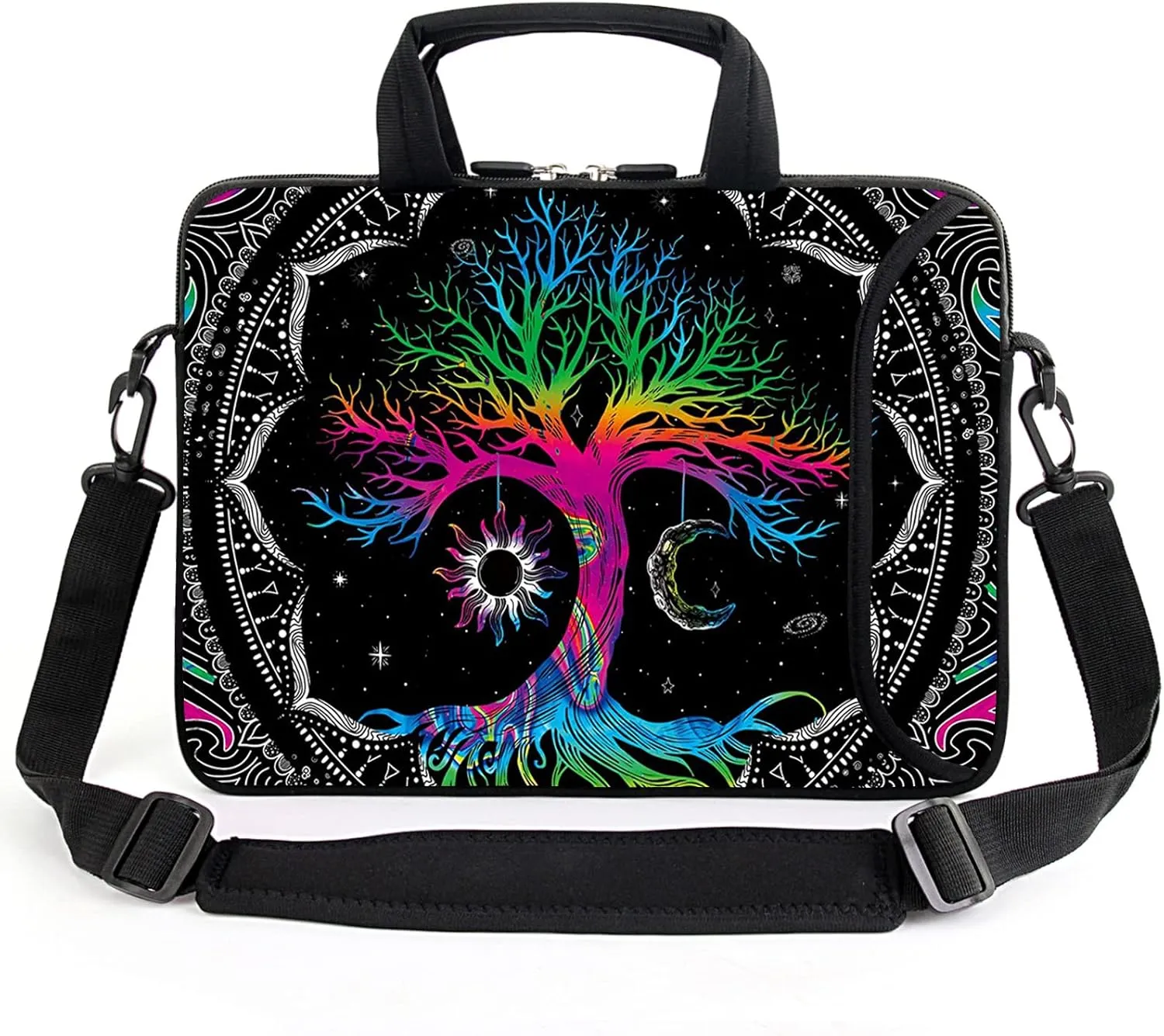 AMARY 17" Laptop Shoulder Bag Carrying Case Adjustable shoulder straps, comfortable handle, front pocket for storing mouse (Color Tree)