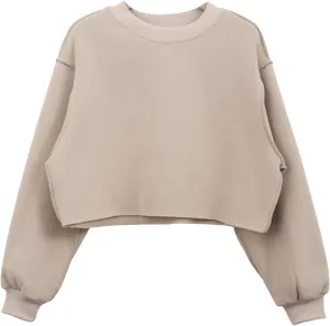Amazhiyu Women Cropped Sweatshirt Long Sleeves Pullover Fleece Crop Tops