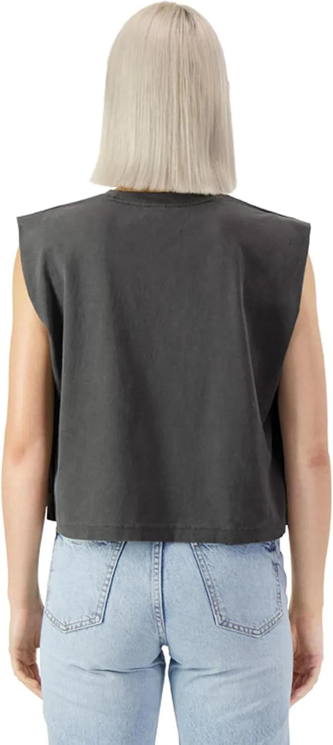 American Apparel Women's Heavyweight Cotton, Boxy, Cropped, and Garment Dyed Muscle T-Shirt, Style G307GD, 2-Pack