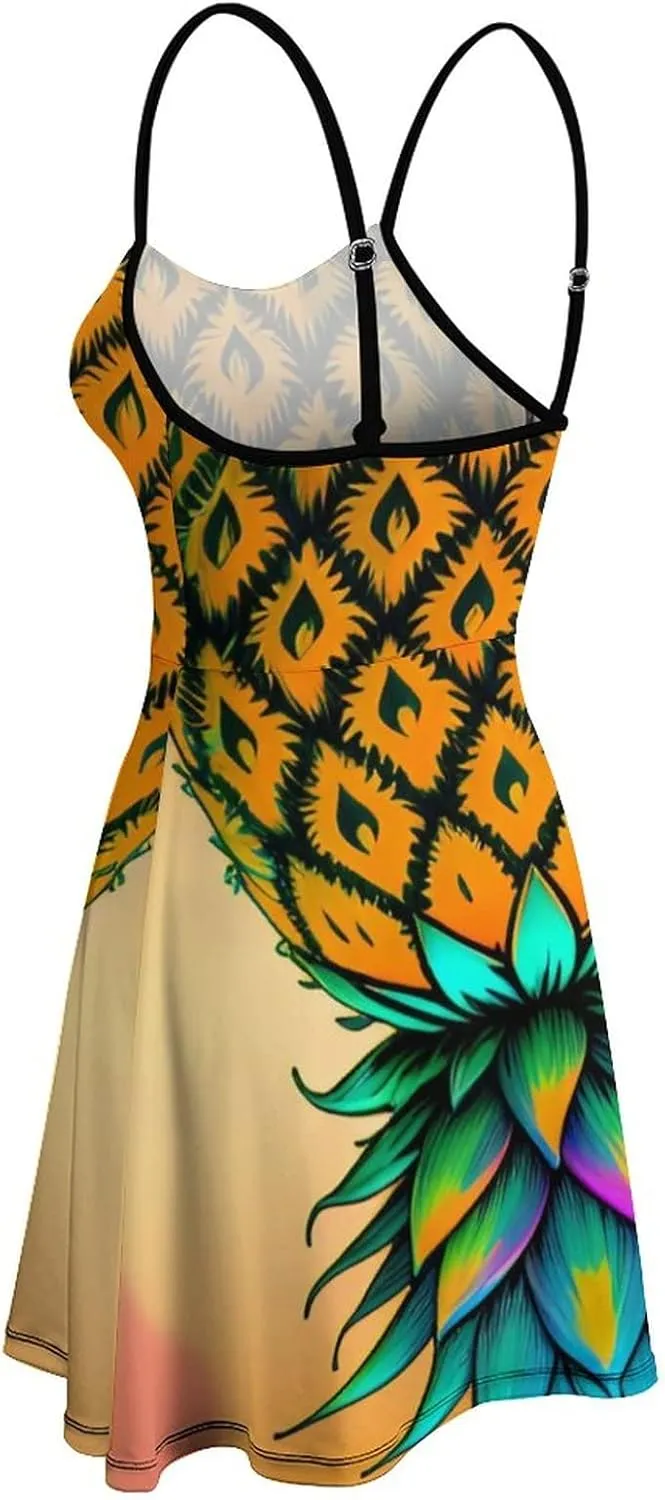 AMRANDOM 2023 Womens Sundress Spaghetti Strap Dresses Summer Casual Party Slim Dress