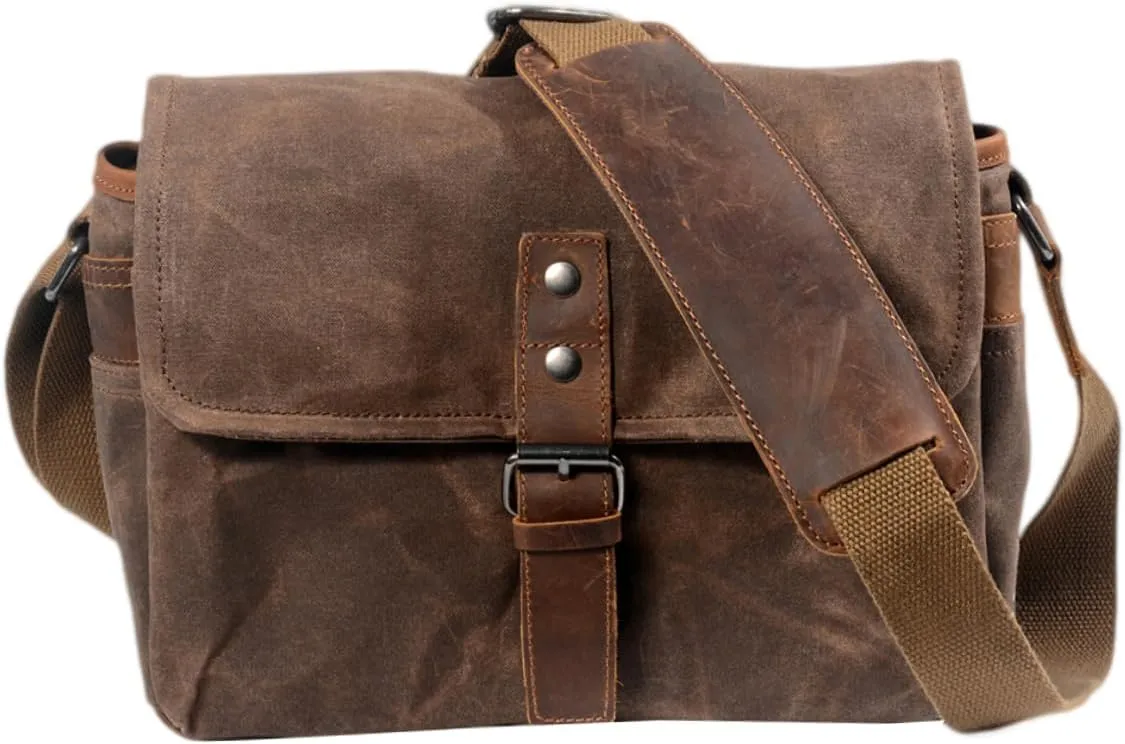 Angoily Professional Camera Bag Waterproof Canvas Dslr Storage Case Comfortable Shoulder Strap for Outdoor Travel and Daily Use