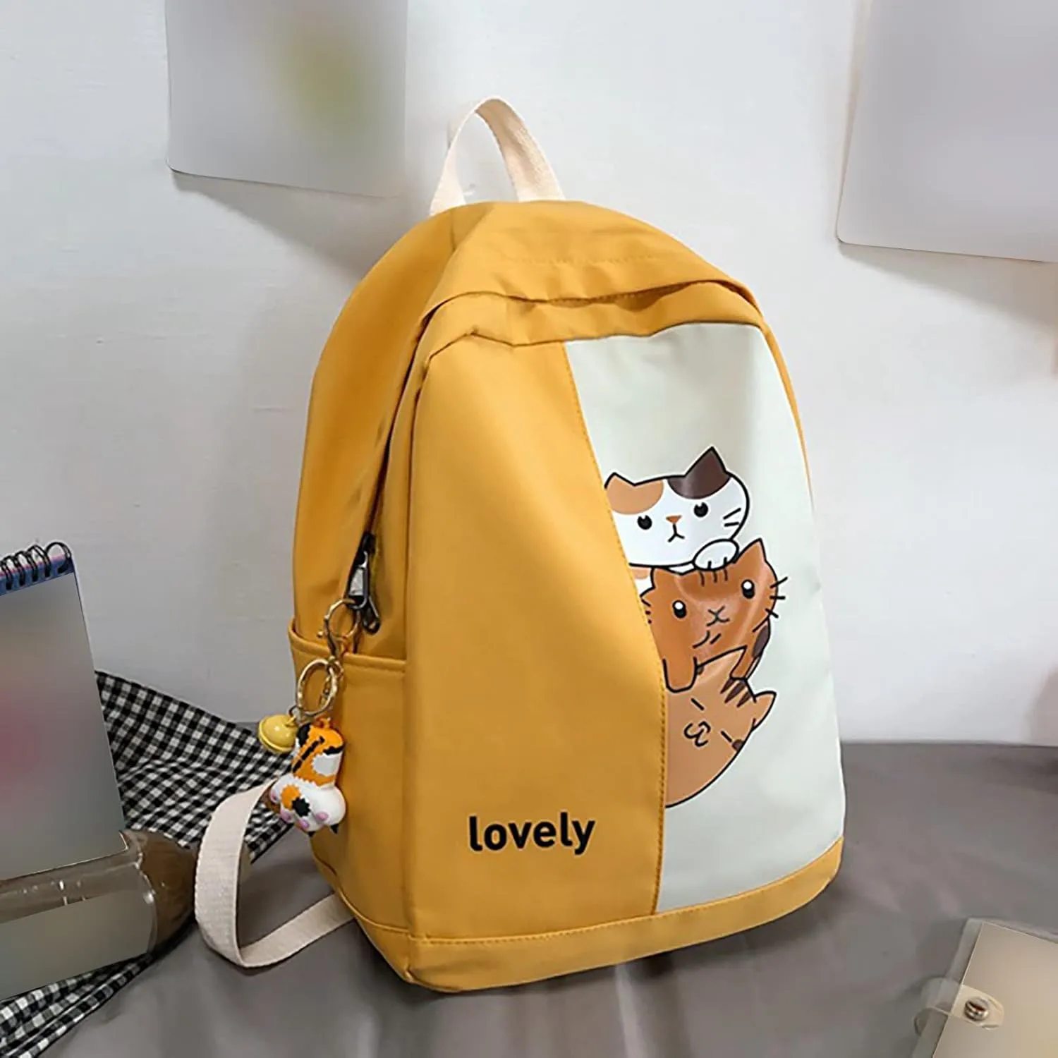 Anti Theft Backpack with Secured Zipper Comfortable Leather Student Backpacks Fashion Faux Work Travel Handbags(Yellow)