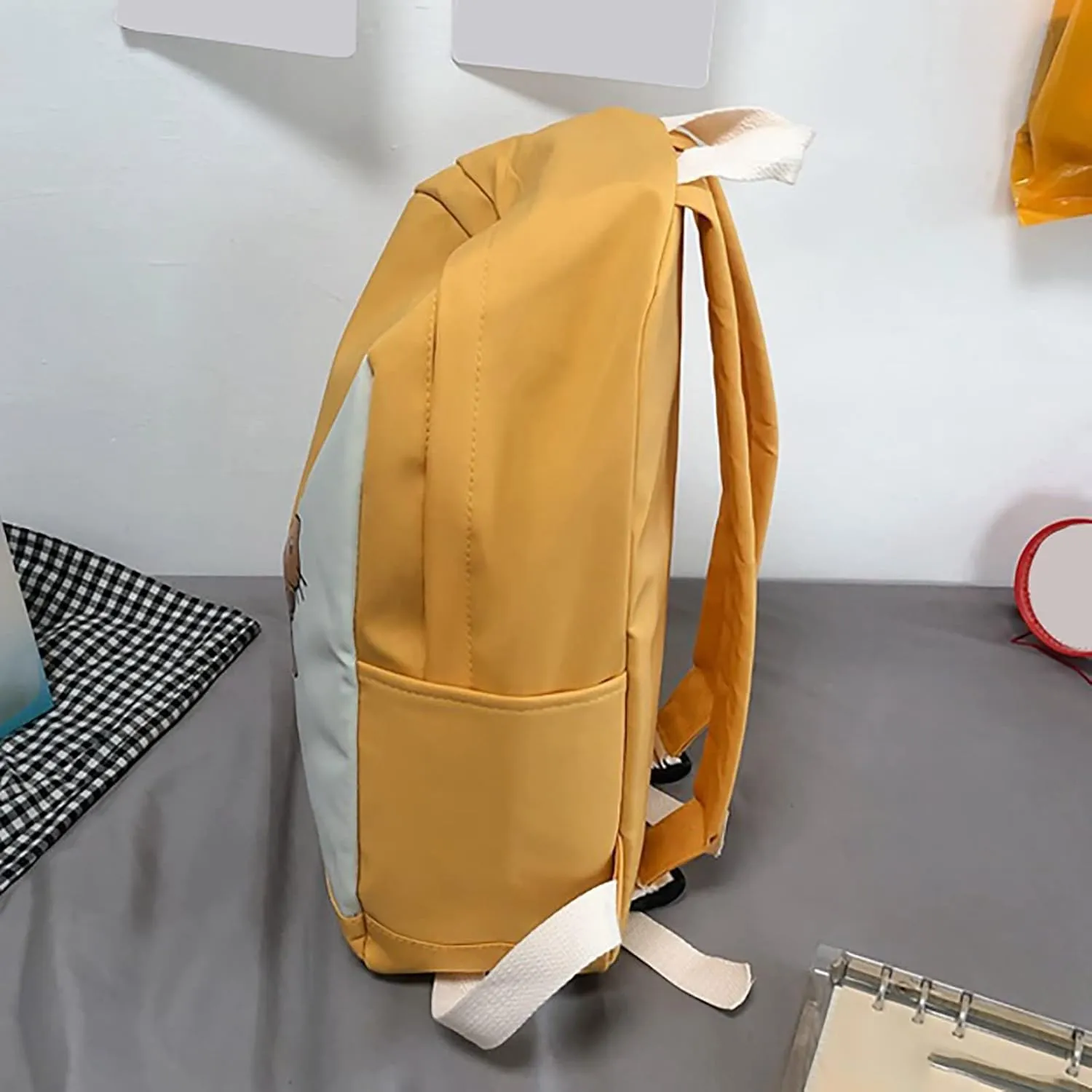 Anti Theft Backpack with Secured Zipper Comfortable Leather Student Backpacks Fashion Faux Work Travel Handbags(Yellow)