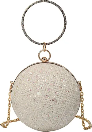 ANUFER Women's Sparkly Ball Shaped Evening Bag Rhinestones Sequins Clutch Bag