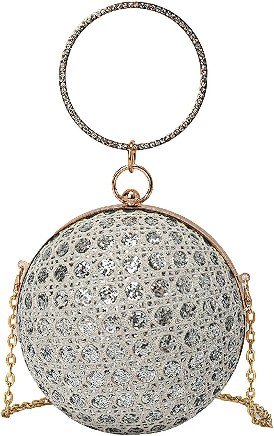 ANUFER Women's Sparkly Ball Shaped Evening Bag Rhinestones Sequins Clutch Bag