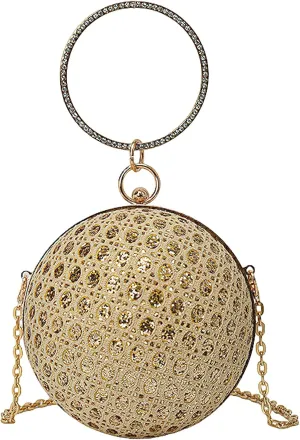 ANUFER Women's Sparkly Ball Shaped Evening Bag Rhinestones Sequins Clutch Bag