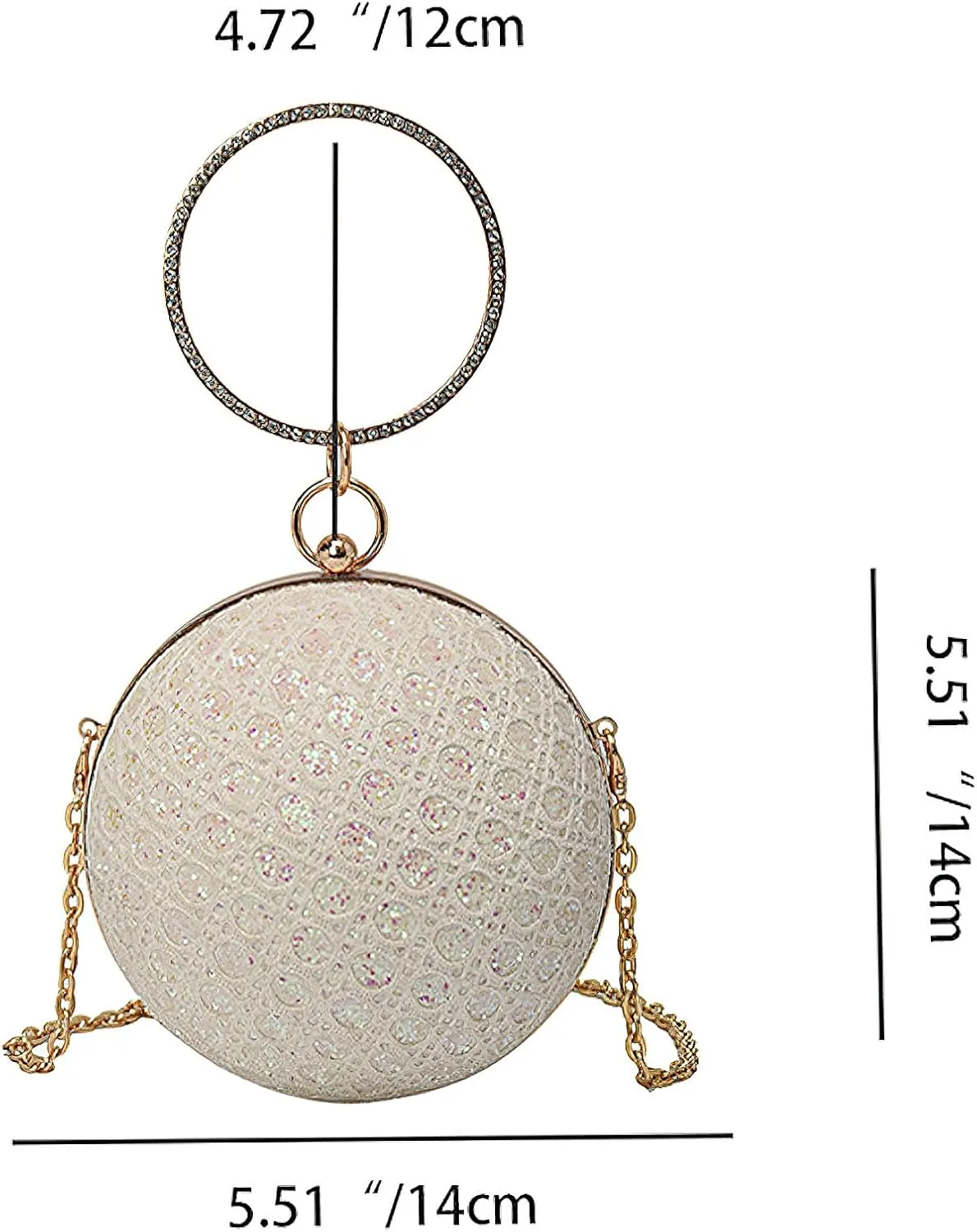 ANUFER Women's Sparkly Ball Shaped Evening Bag Rhinestones Sequins Clutch Bag
