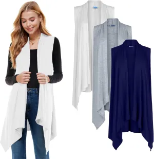 Azules 3 Pack Sleeveless Cardigan Vest for Women - Stylish Casual Womens Cardigans for Every Occasion