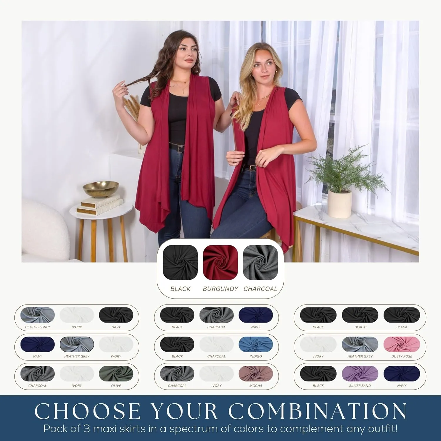 Azules 3 Pack Sleeveless Cardigan Vest for Women - Stylish Casual Womens Cardigans for Every Occasion