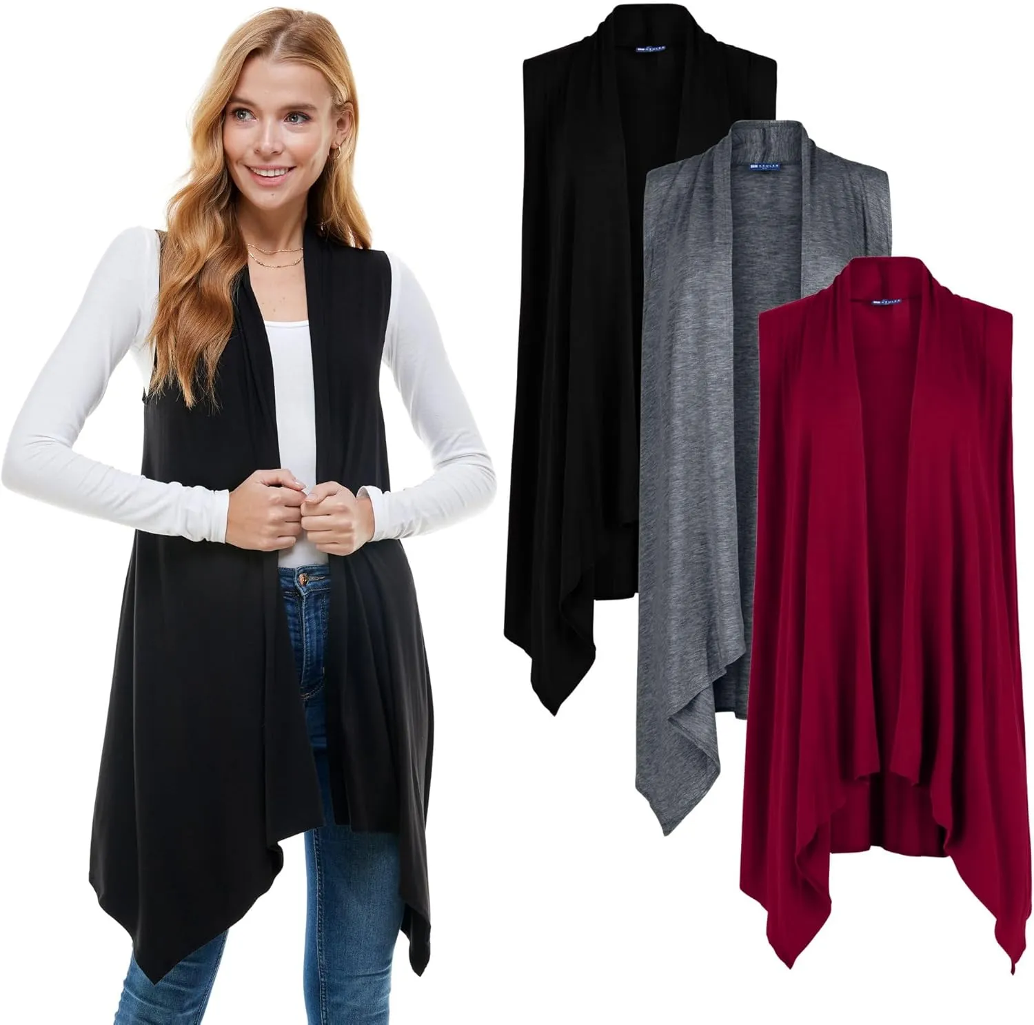 Azules 3 Pack Sleeveless Cardigan Vest for Women - Stylish Casual Womens Cardigans for Every Occasion