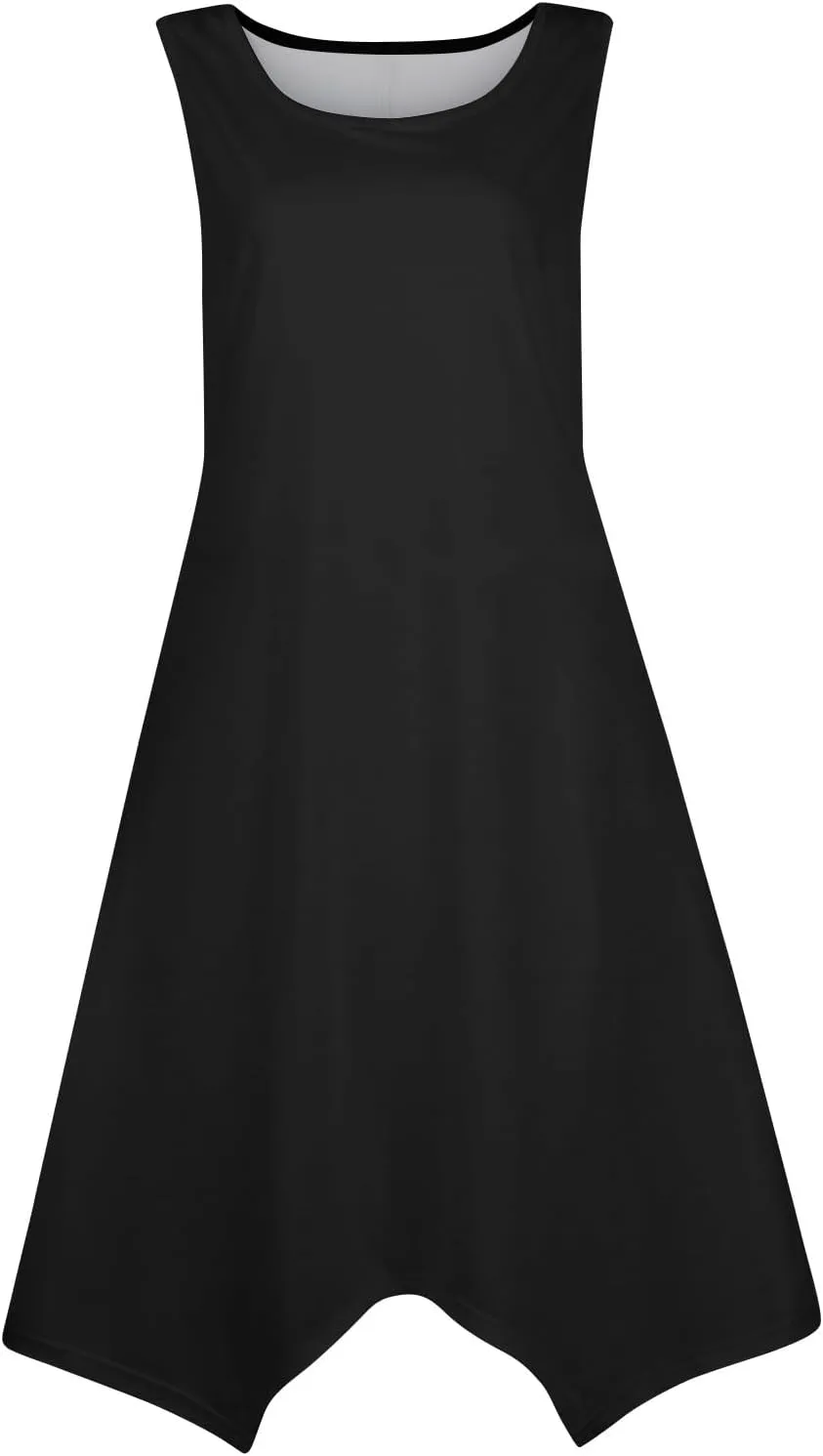 Beach Dresses for Women Spring Summer 2025 Sleeveless Vacation Sundresses Sexy Crewneck Irregular Hem Maxi Dress
