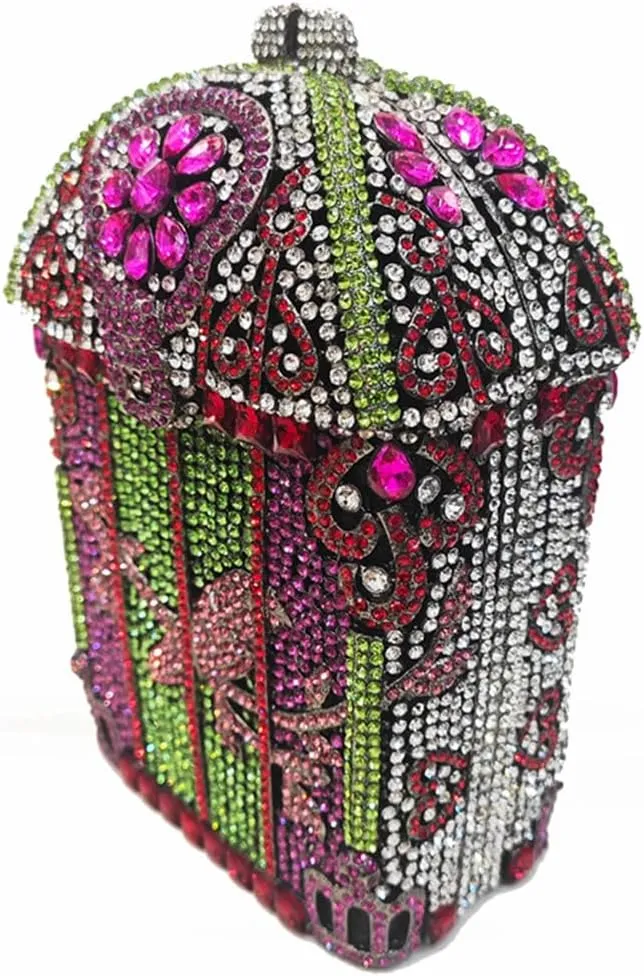 Bird Cage Rhinestone Evening Bag Sparkly Crystal Clutch Purse Wedding Handbag Prom Party Shoulder Bags