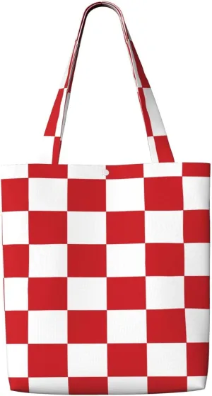 Black and White Race Checkered Flag Canvas Totes Bag Shoulder Bags Shopping Crossbody Work Bag 13.8 X 15.4 inch