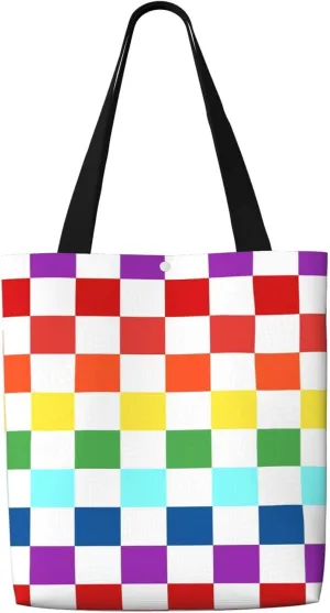 Black and White Race Checkered Flag Canvas Totes Bag Shoulder Bags Shopping Crossbody Work Bag 13.8 X 15.4 inch
