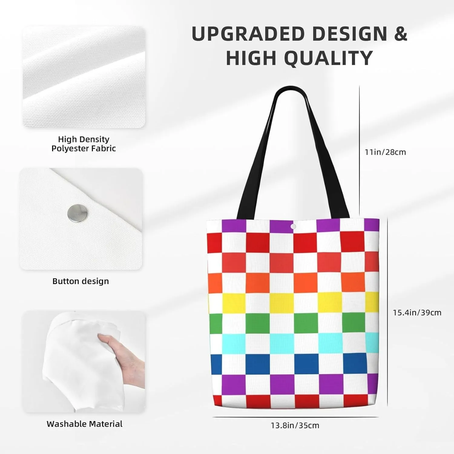 Black and White Race Checkered Flag Canvas Totes Bag Shoulder Bags Shopping Crossbody Work Bag 13.8 X 15.4 inch