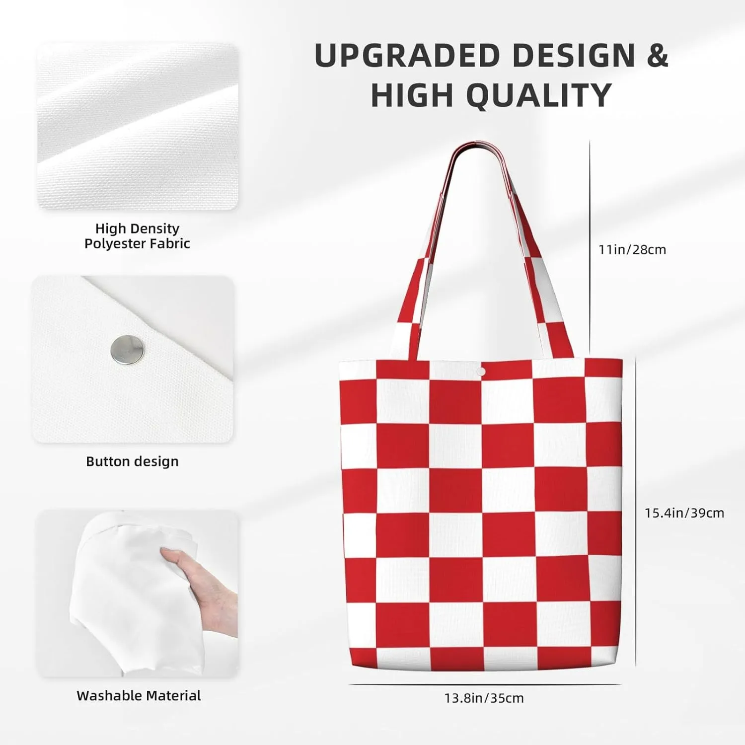 Black and White Race Checkered Flag Canvas Totes Bag Shoulder Bags Shopping Crossbody Work Bag 13.8 X 15.4 inch