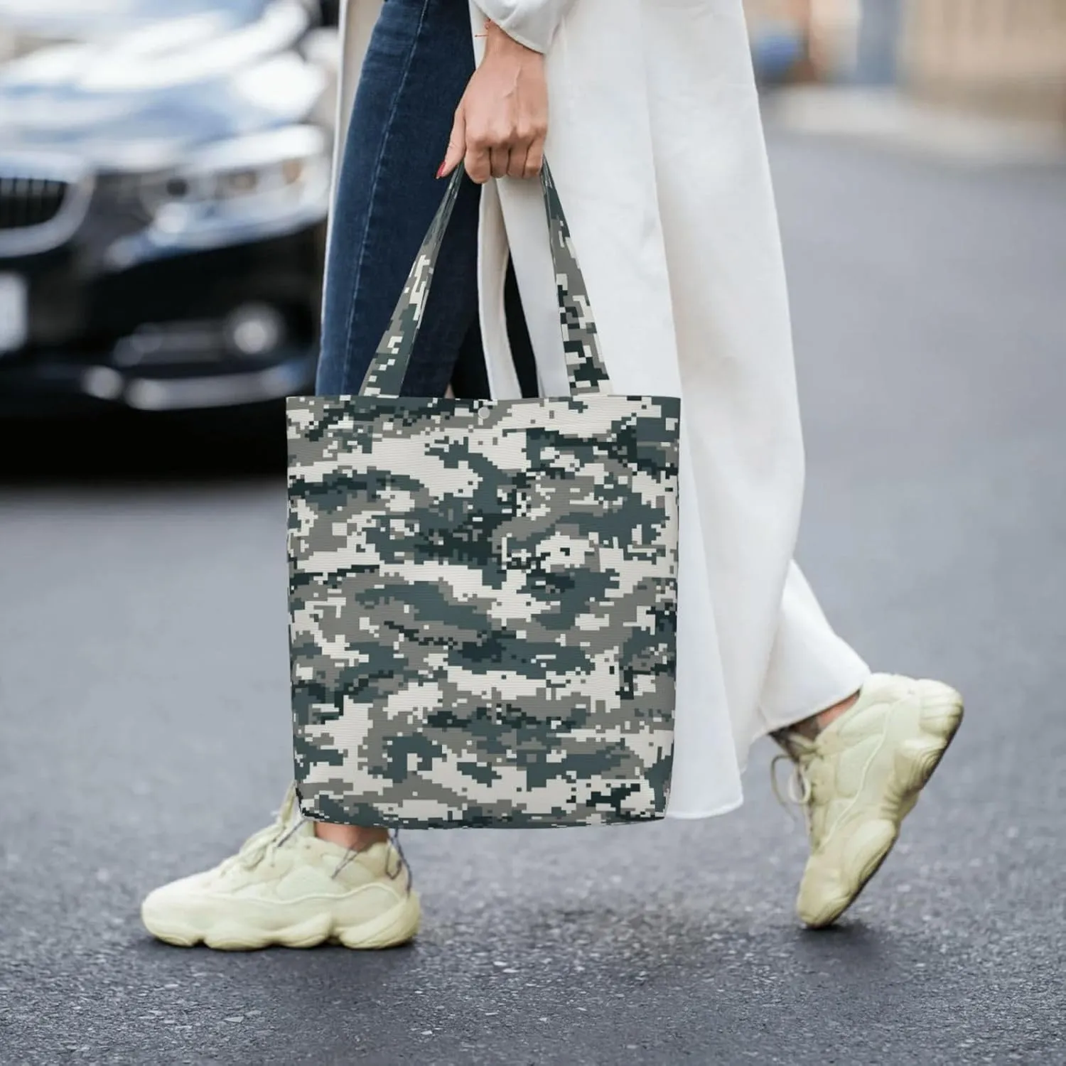 Black and White Race Checkered Flag Canvas Totes Bag Shoulder Bags Shopping Crossbody Work Bag 13.8 X 15.4 inch