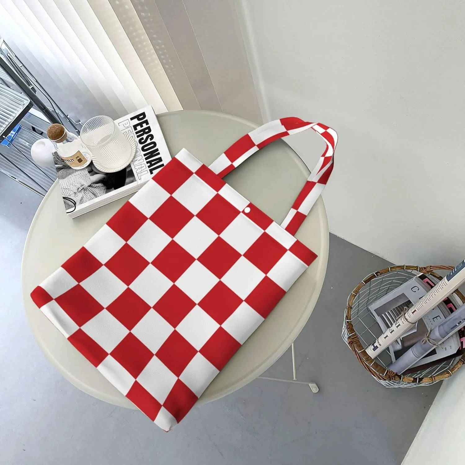 Black and White Race Checkered Flag Canvas Totes Bag Shoulder Bags Shopping Crossbody Work Bag 13.8 X 15.4 inch