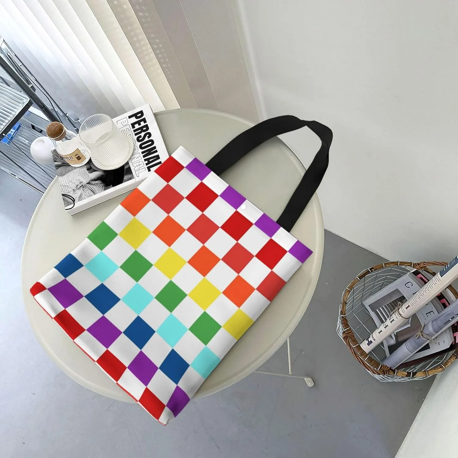 Black and White Race Checkered Flag Canvas Totes Bag Shoulder Bags Shopping Crossbody Work Bag 13.8 X 15.4 inch