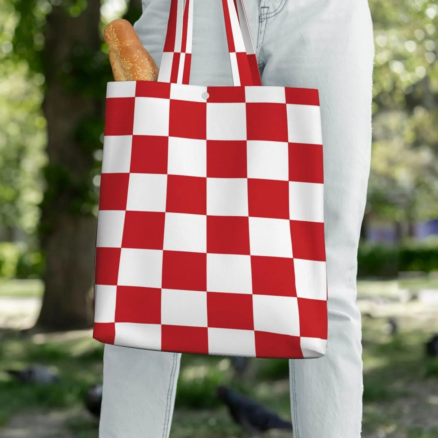 Black and White Race Checkered Flag Canvas Totes Bag Shoulder Bags Shopping Crossbody Work Bag 13.8 X 15.4 inch