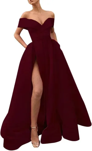 Black Formal Dresses for Women Gowns Evening Party Cocktail Dress Split Elegant V Neck Wrap Ruffle Wedding Guest Dress
