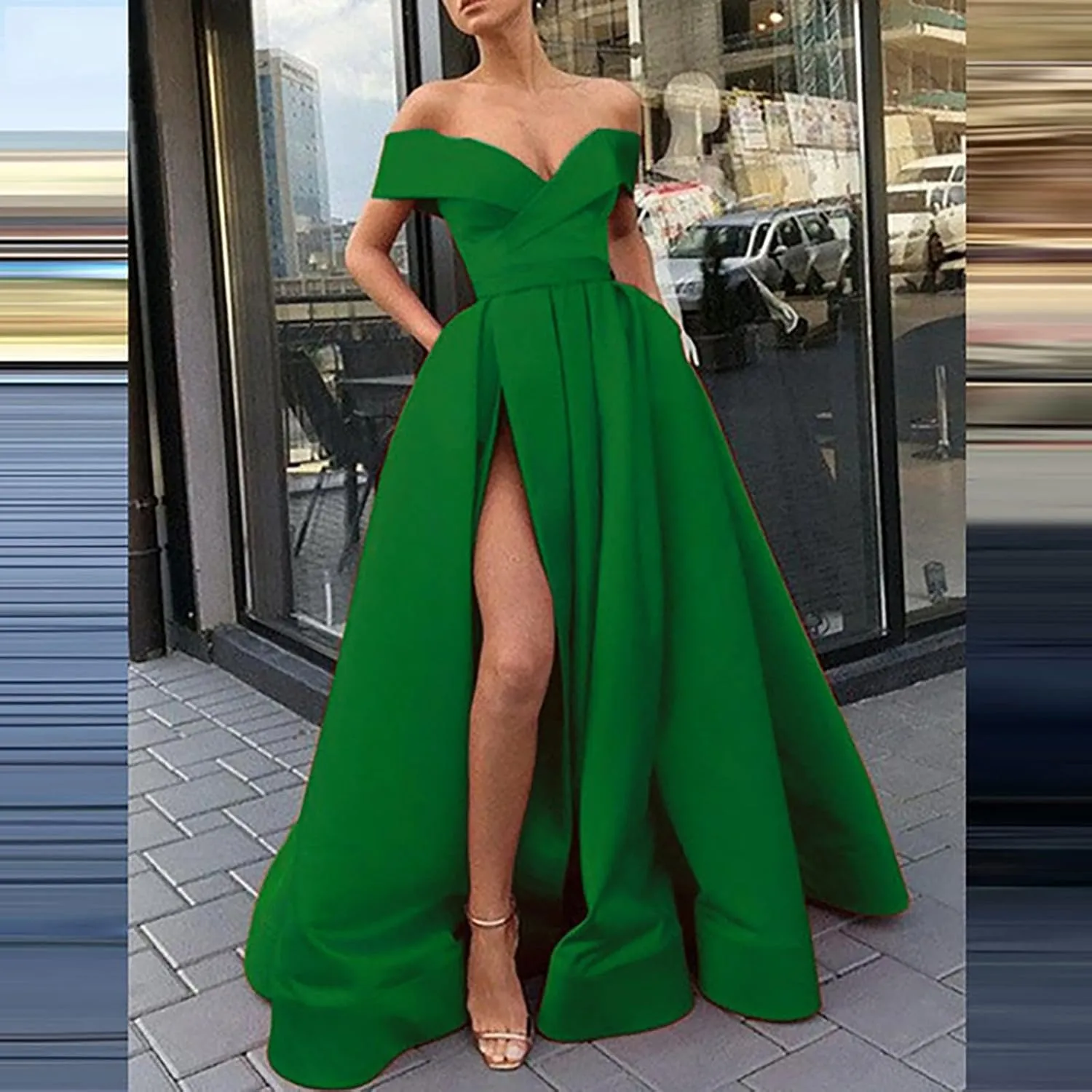 Black Formal Dresses for Women Gowns Evening Party Cocktail Dress Split Elegant V Neck Wrap Ruffle Wedding Guest Dress