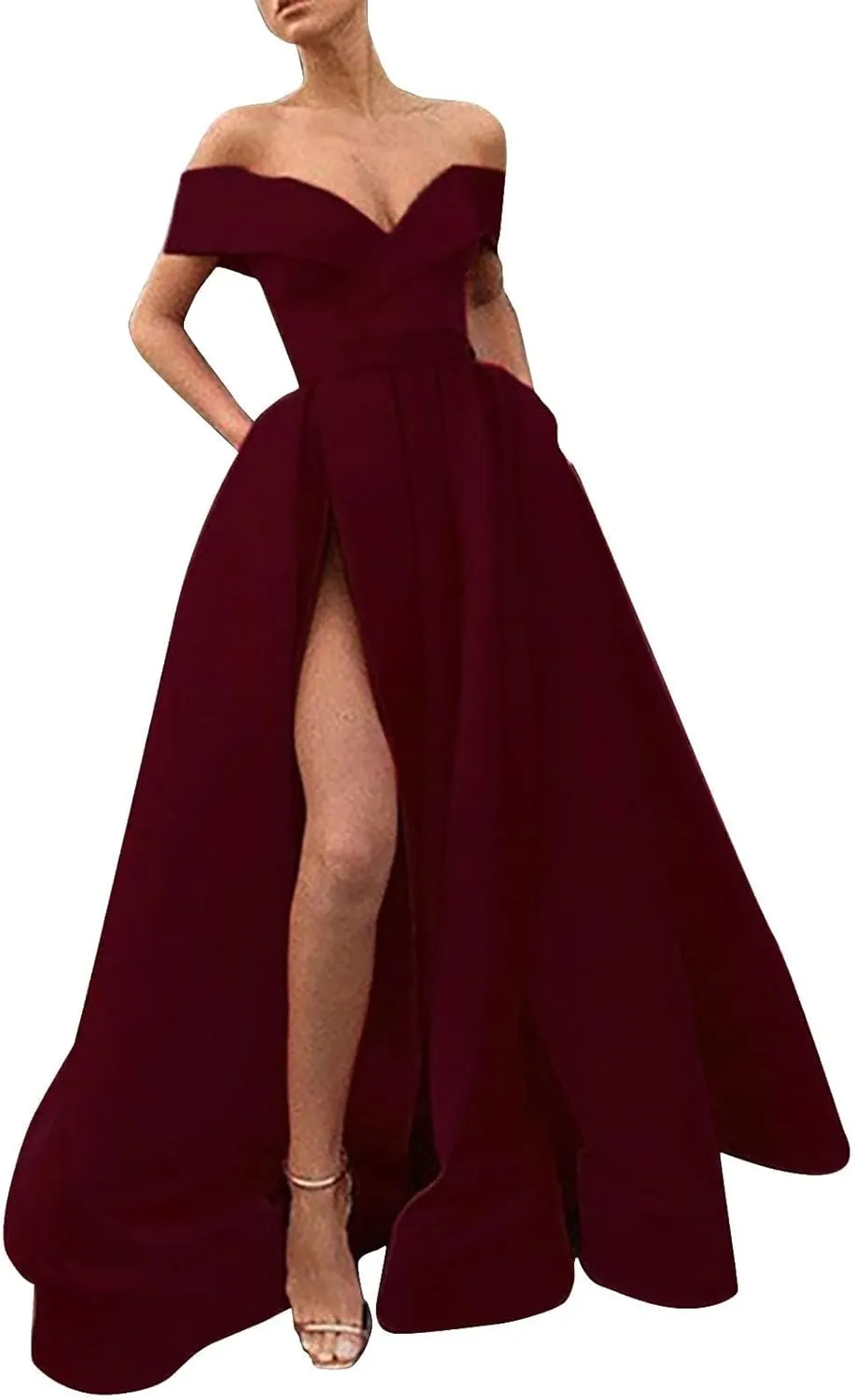 Black Formal Dresses for Women Gowns Evening Party Cocktail Dress Split Elegant V Neck Wrap Ruffle Wedding Guest Dress
