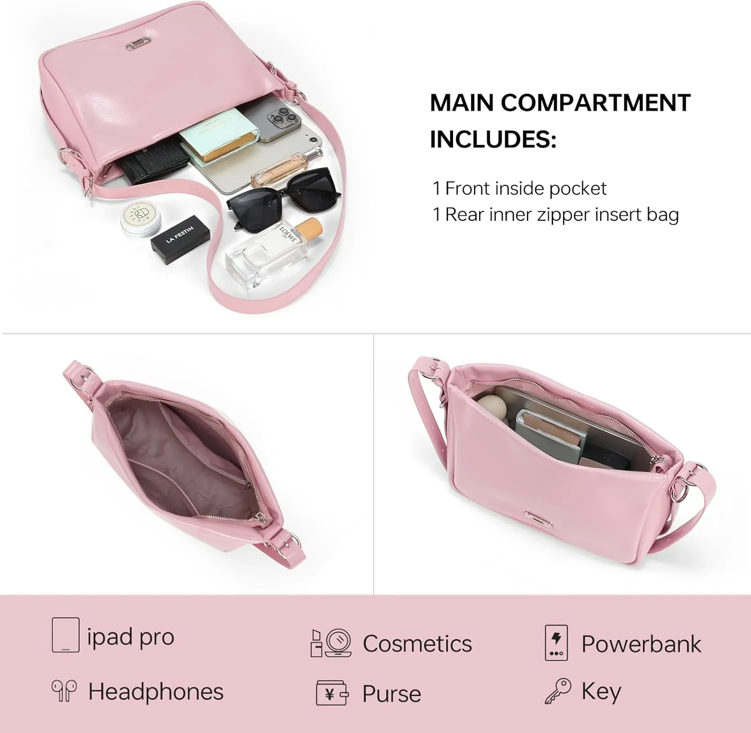 Black Leather Shoulder Purse For Women: Crossbody Bags Small Handbags - Elegant Comfortable for Daughters and Young Girls