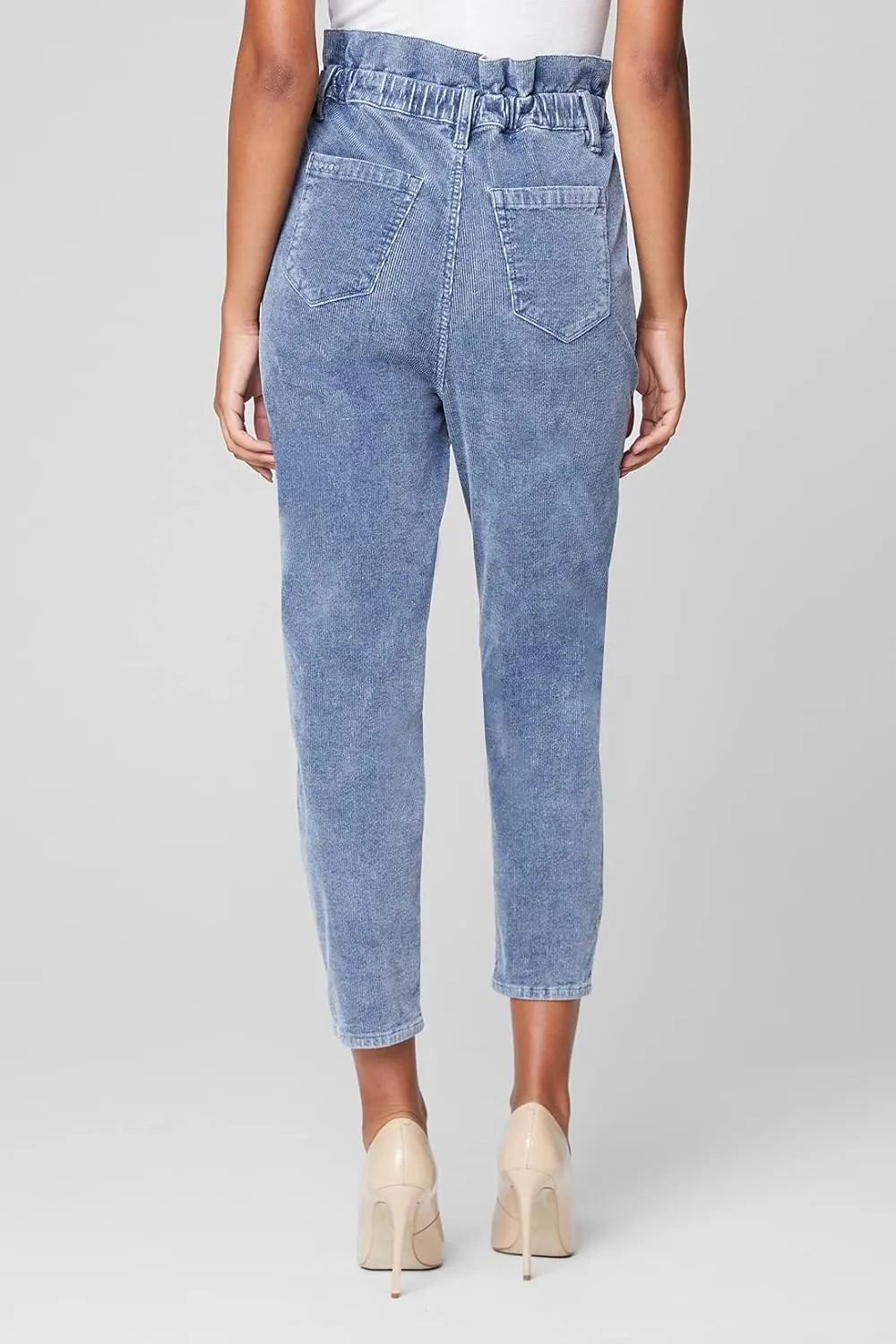 [BLANKNYC] Womens Womens Corduroy Paper Bag Pant with Expoxed Button Fly Detail, Comfortable & Casual Trousers