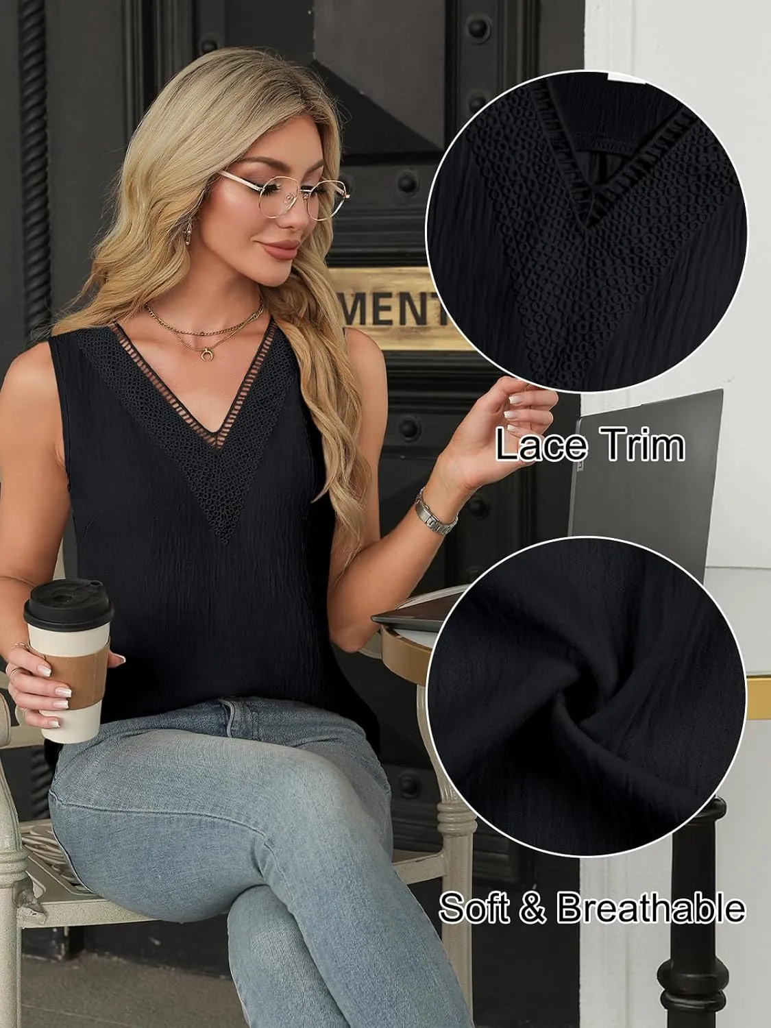 Blooming Jelly Womens Summer Tank Tops Trendy Sleeveless Business Casual Outfits Dressy Loose Basic Work Shirts