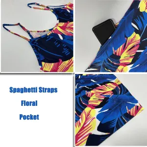 BOGURST Women's Casual Summer Maxi Dresses Sleeveless Adjustable Spaghetti Strap Loose Plus Size Dresses