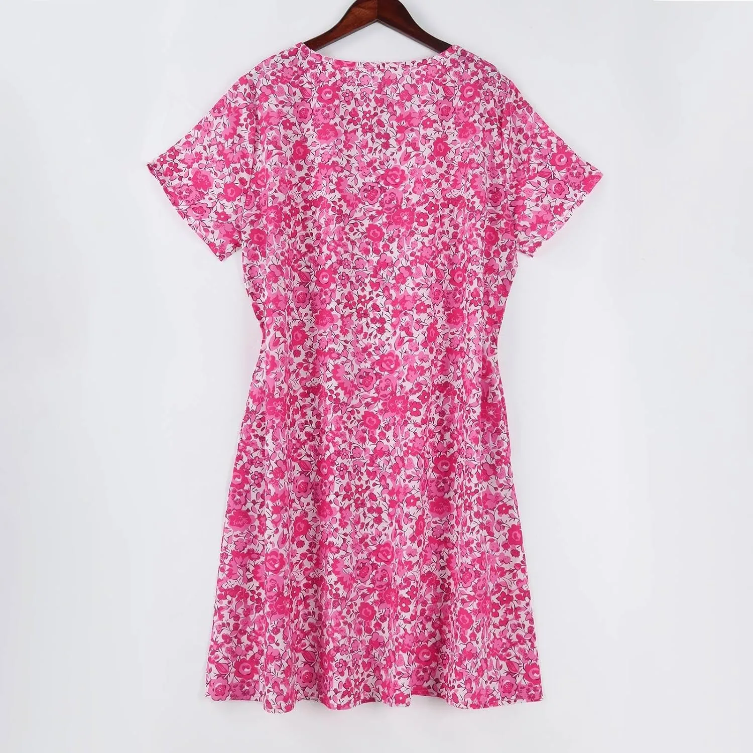 Boho Dresses for Women 2025 Summer Beach Vacation Floral Dress Flowy Elegant Short Sleeve Crewneck Sundresses