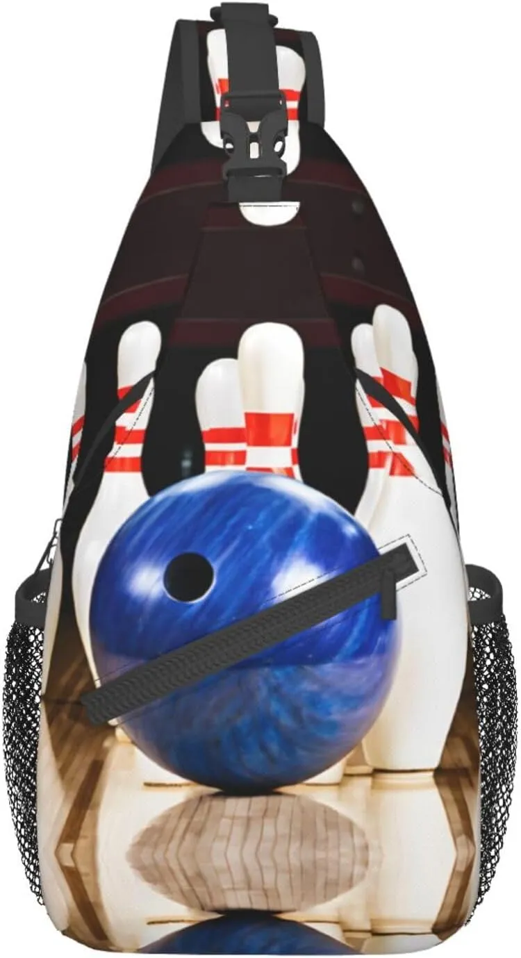 Bowling Print Cross Chest Bag Diagonally Durable & Comfortable For Travel And Daily Use