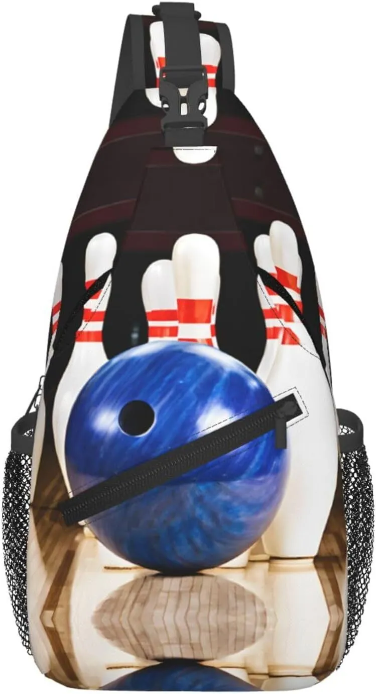 Bowling Print Cross Chest Bag Diagonally Durable & Comfortable For Travel And Daily Use