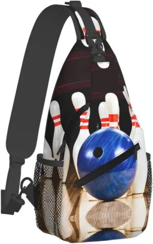 Bowling Print Cross Chest Bag Diagonally Durable & Comfortable For Travel And Daily Use