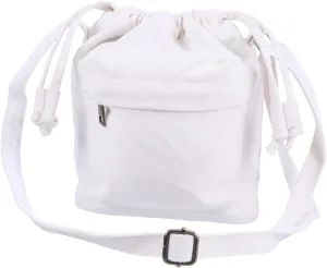 Canvas Bucket Bag Messenger Bag for Women Comfortable Shoulder Bag Suitable for Beach Party Shopping White