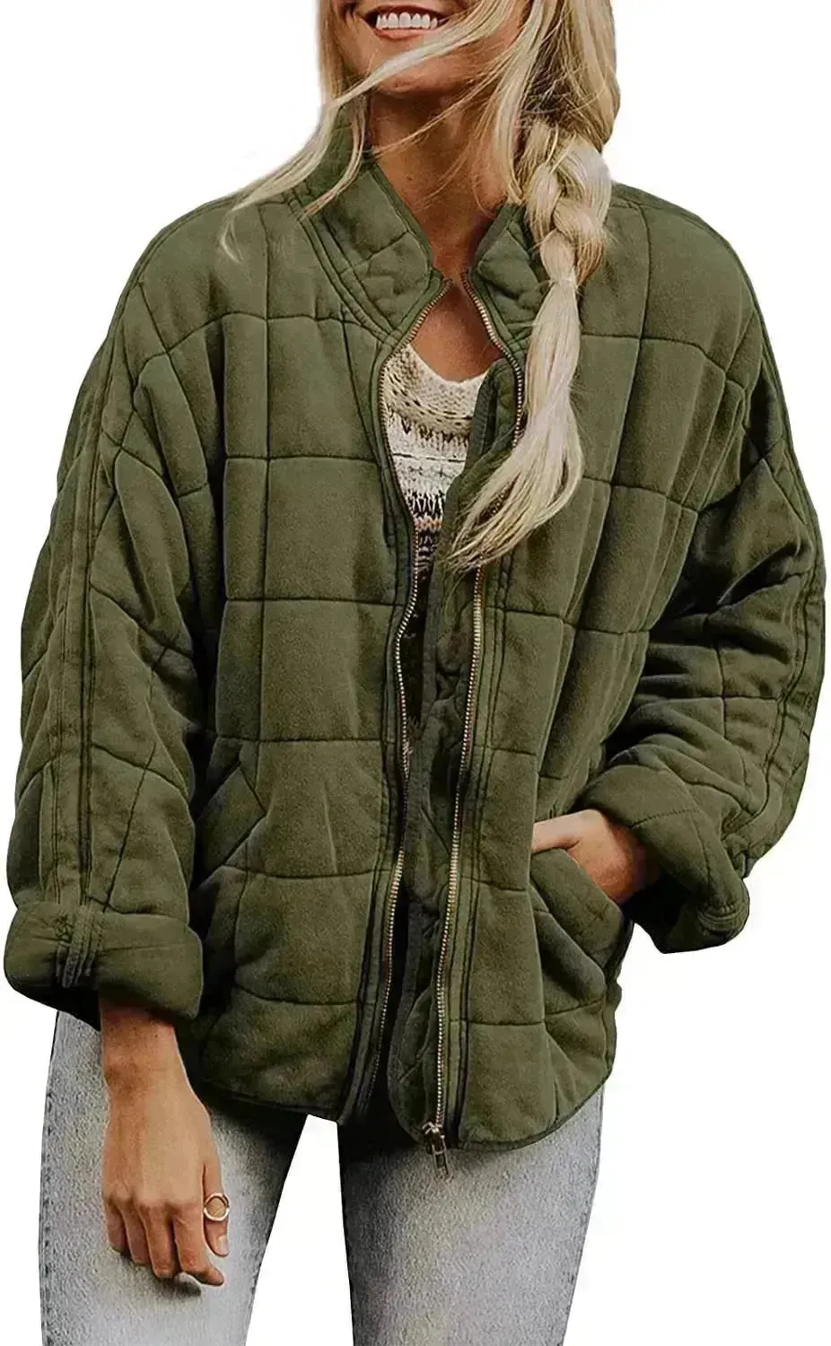 Casual Winter Cotton Padded Loose Pockets Long Sleeved Jacket Women